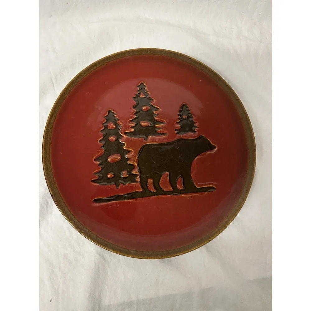 Home Studio Woodland Red Stoneware Dinner Plates 11